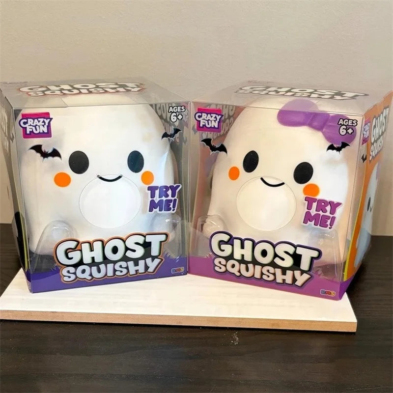 6pcs Full Case Crazy Fun 13cm Ghost Squishy Toy, Fast Rebound Cute Halloween Stress Relief Decompression Fidget for Adults Gift