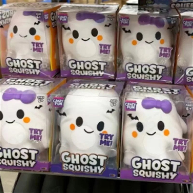 6pcs Full Case Crazy Fun 13cm Ghost Squishy Toy, Fast Rebound Cute Halloween Stress Relief Decompression Fidget for Adults Gift